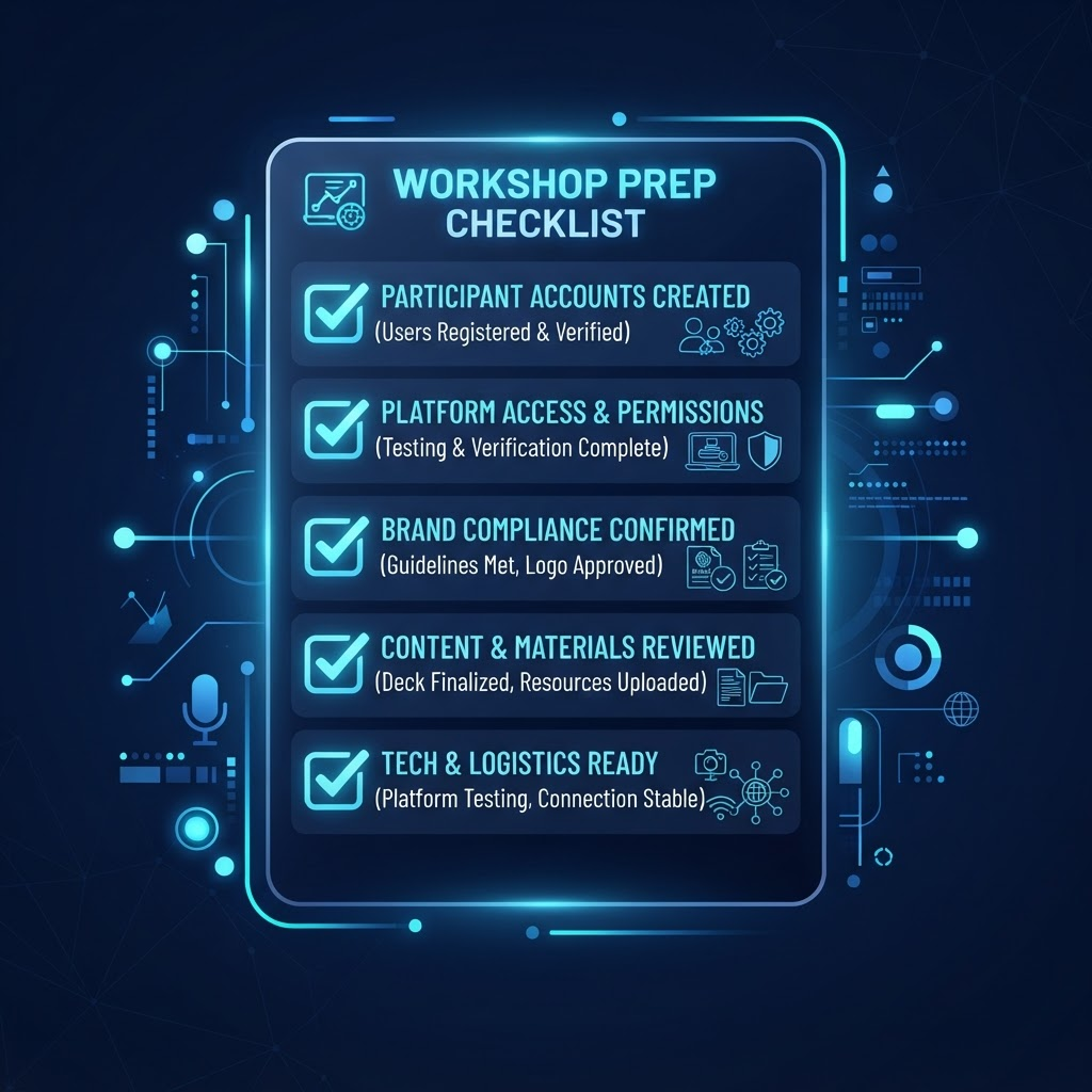 A short prerequisites checklist to complete before the workshop